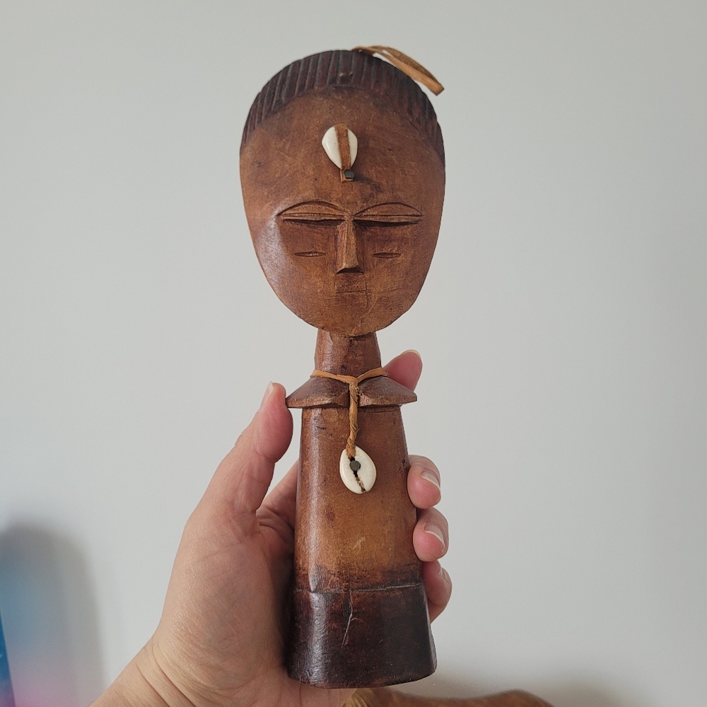 African Puppe Ashanti Akuaba wooden fertility doll